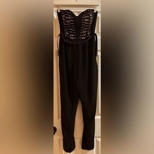 Bebe black tube top jumpsuit, size XS